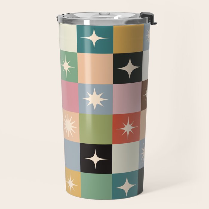 Retro Festive Sparkle Checker  Travel Mug Gallery Image 2