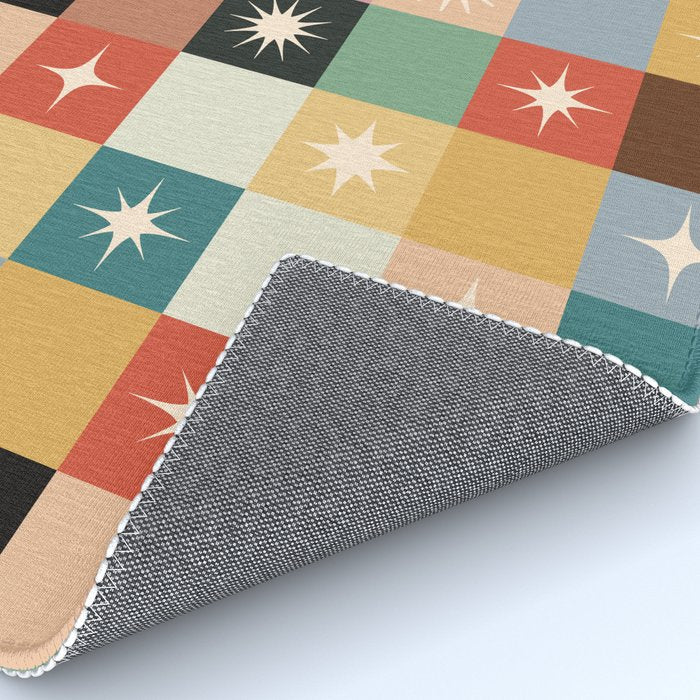 Retro Festive Sparkle Checker  Rug Gallery Image 4