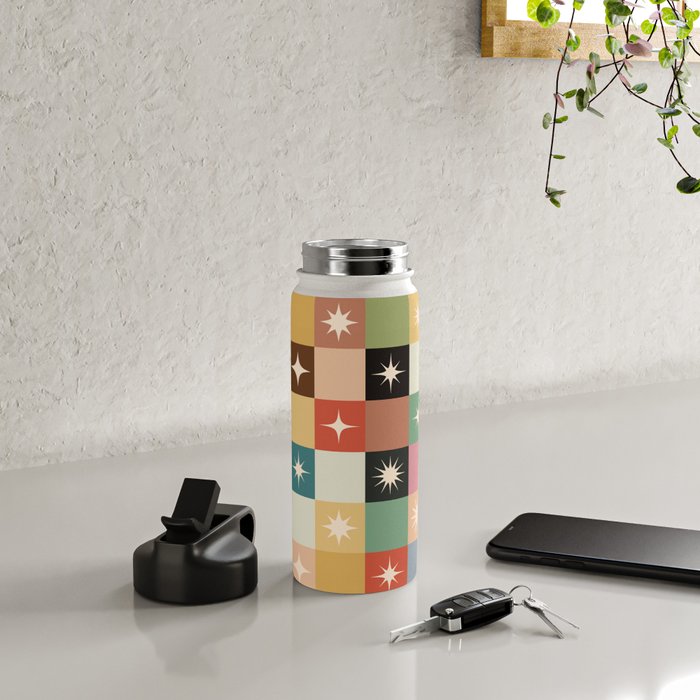 Retro Festive Sparkle Checker  Water Bottle Gallery Image 4