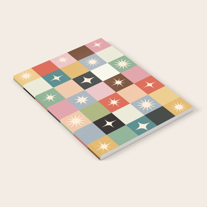 Retro Festive Sparkle Checker  Notebook Gallery Image 1