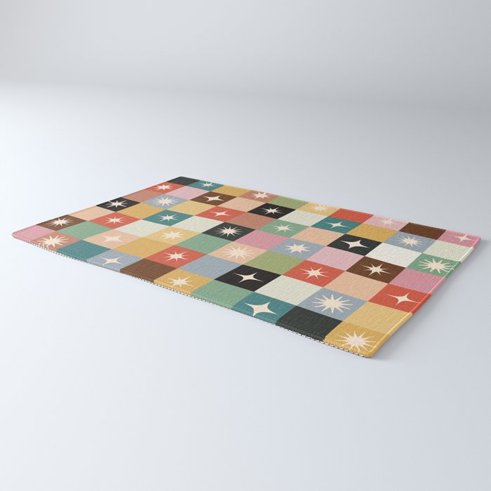 Retro Festive Sparkle Checker  Rug Gallery Image 3