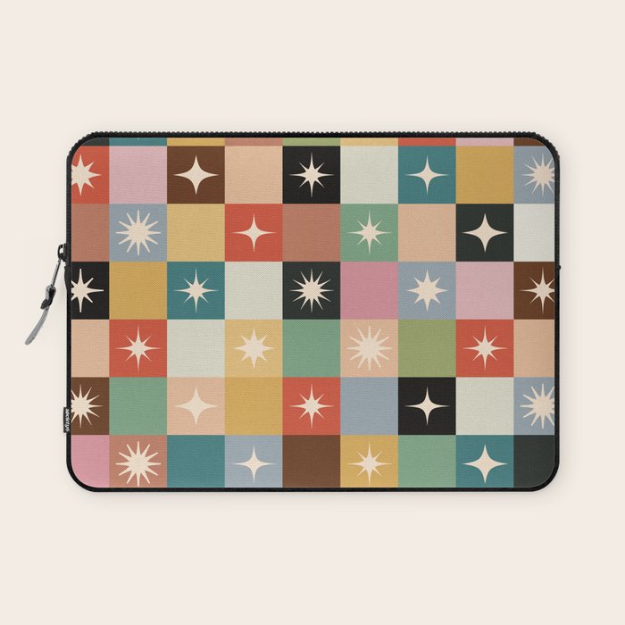Retro Festive Sparkle Checker  Laptop Sleeve Gallery Image 1