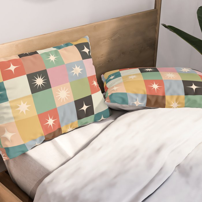 Retro Festive Sparkle Checker  Pillow Sham Gallery Image 2