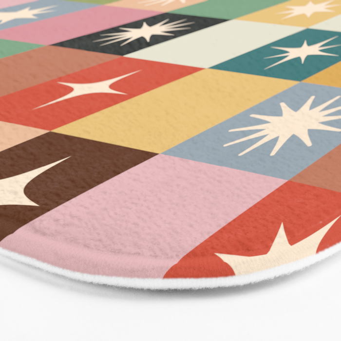 Retro Festive Sparkle Checker  Bath Mat Gallery Image 3