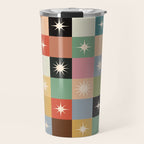 Retro Festive Sparkle Checker  Travel Mug Gallery Image 1