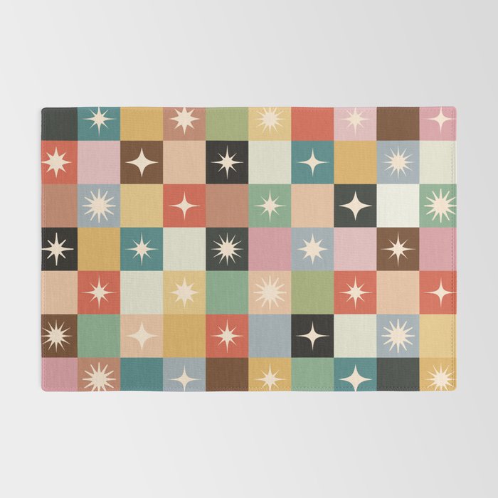 Retro Festive Sparkle Checker  Rug Gallery Image 2