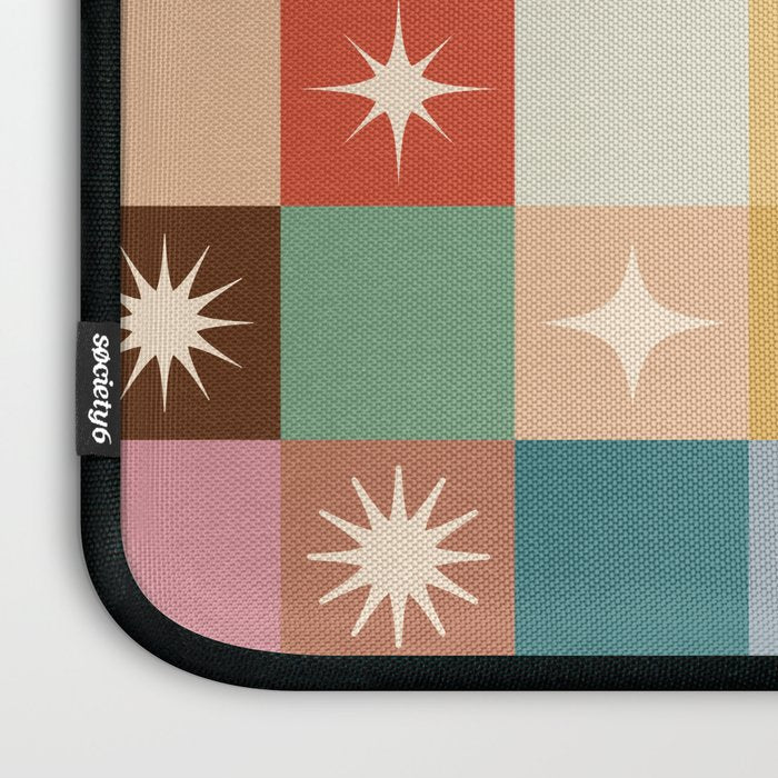 Retro Festive Sparkle Checker  Laptop Sleeve Gallery Image 3