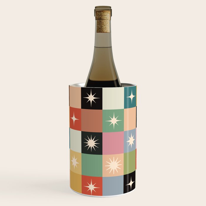 Retro Festive Sparkle Checker  Wine Chiller Gallery Image 1