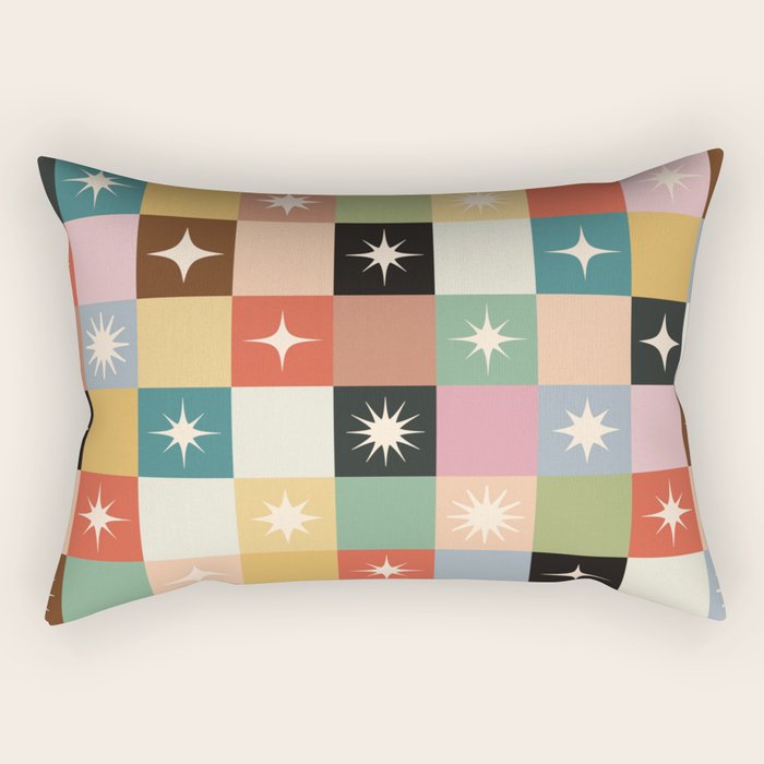 Retro Festive Sparkle Checker  Rectangular Pillow Gallery Image 2