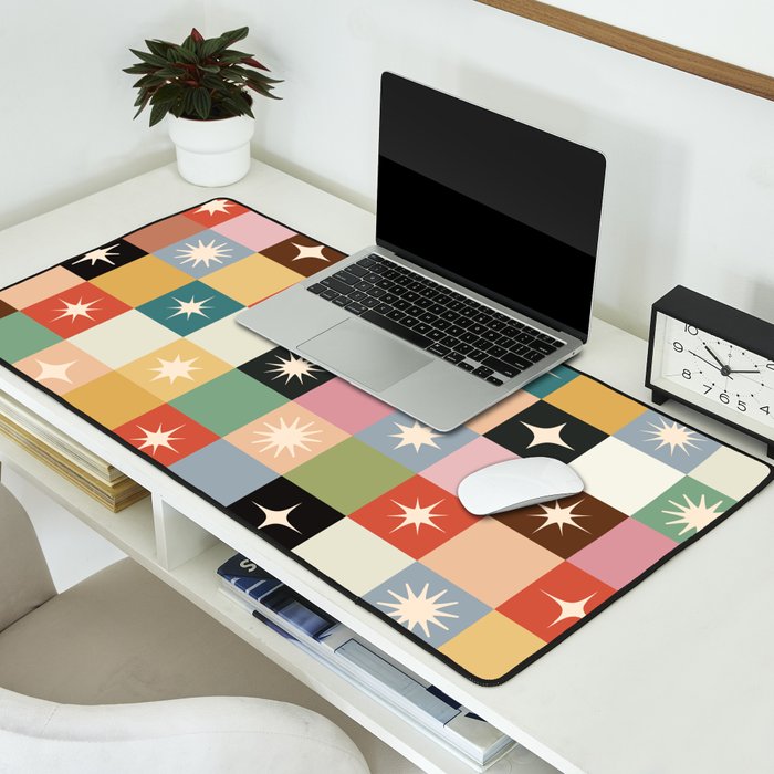 Retro Festive Sparkle Checker  Desk Mat Gallery Image 2