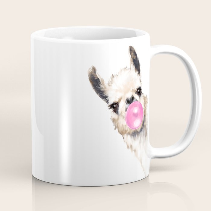 Bubble Gum Sneaky Llama Coffee Mug Gallery Image 1