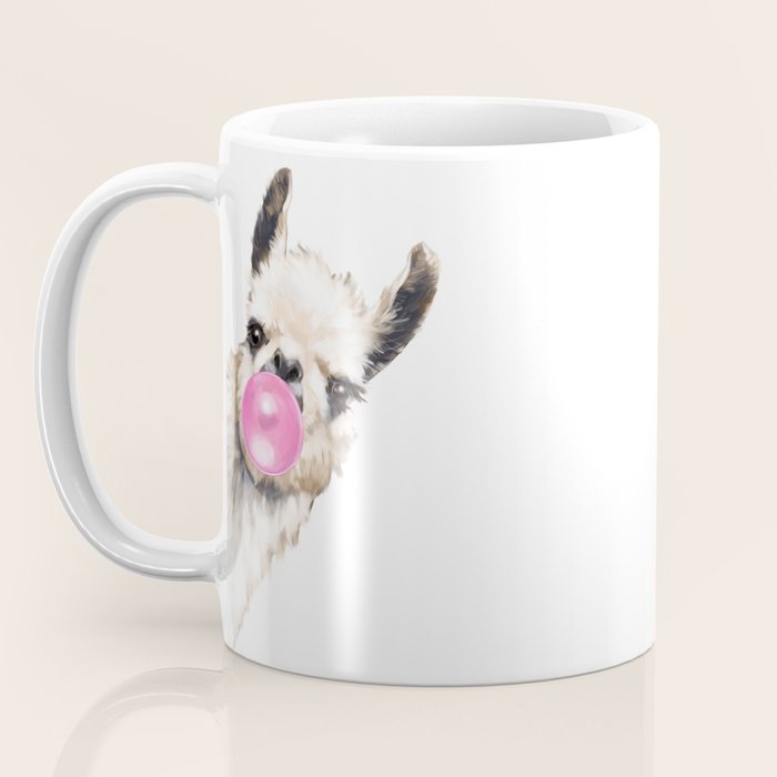 Bubble Gum Sneaky Llama Coffee Mug Gallery Image 3
