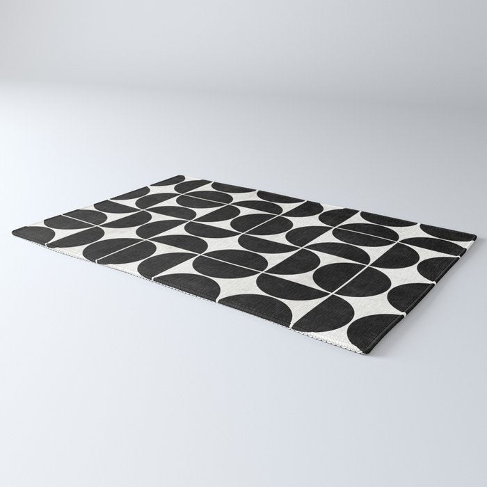 Mid-Century Modern Pattern No.3 - Black and White Rug Gallery Image 3