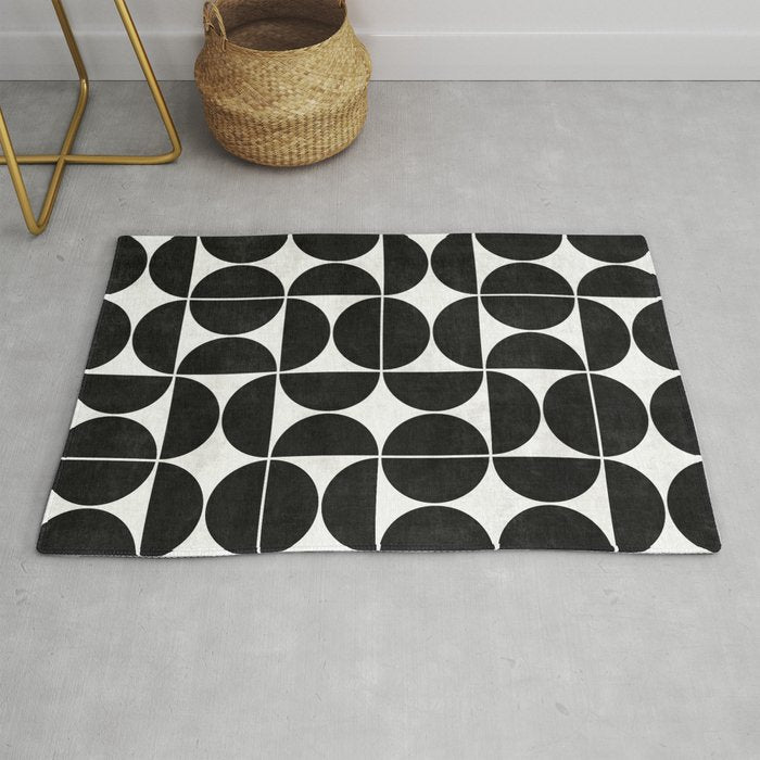 Mid-Century Modern Pattern No.3 - Black and White Rug Gallery Image 1