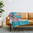 Memphis pattern 84 - 80s / 90s Retro Throw Blanket Gallery Image 1