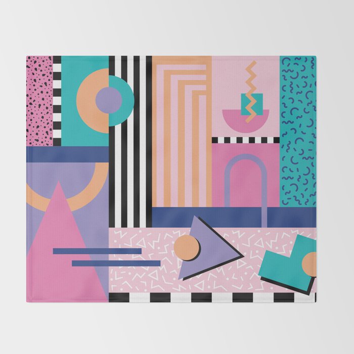 Memphis pattern 84 - 80s / 90s Retro Throw Blanket Gallery Image 2