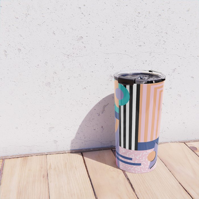 Memphis pattern 84 - 80s / 90s Retro Travel Mug Gallery Image 4