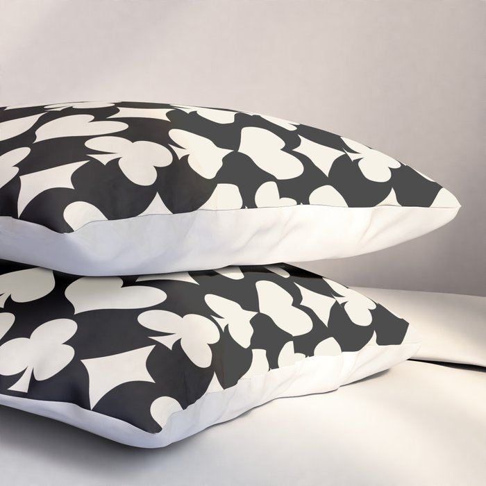 Card Suit Motifs I Black and White Pillow Sham Gallery Image 3