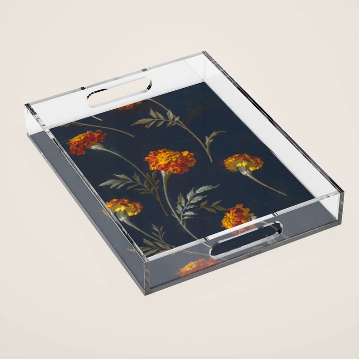 Vintage Marigolds Acrylic Tray Gallery Image 1
