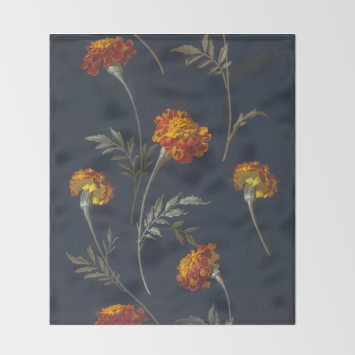 Vintage Marigolds Throw Blanket Gallery Image 2