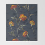 Vintage Marigolds Throw Blanket Gallery Image 2