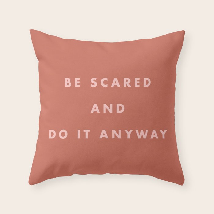 Inspirational Bravery Quote in Terra Cotta Throw Pillow Gallery Image 6