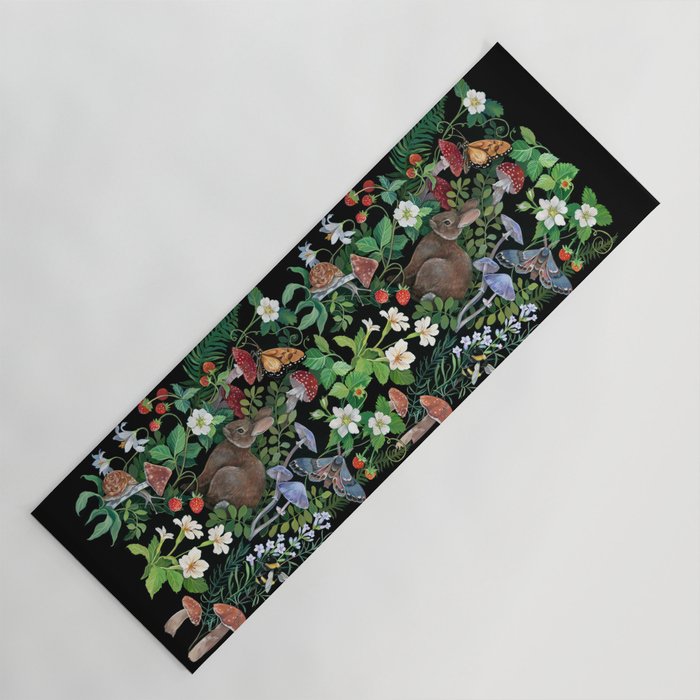 Rabbit and Strawberry Garden Yoga Mat Gallery Image 1