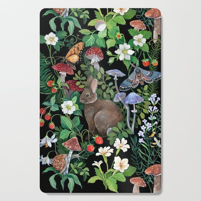 Rabbit and Strawberry Garden Cutting Board Gallery Image 1
