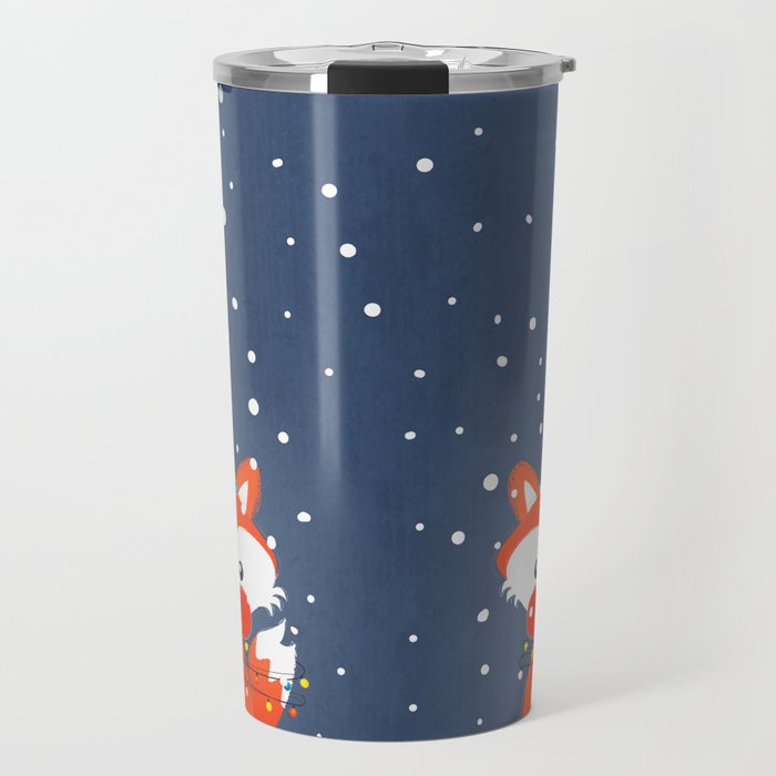 Cute christmas fox in the snow Travel Mug Gallery Image 1