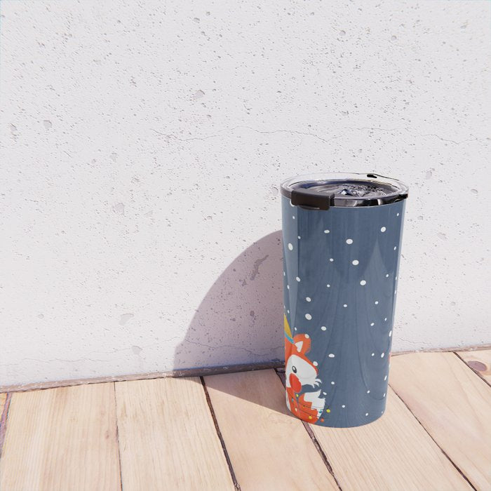 Cute christmas fox in the snow Travel Mug Gallery Image 4