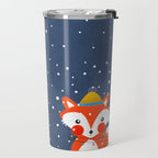 Cute christmas fox in the snow Travel Mug Gallery Image 2