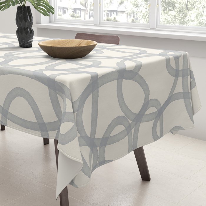 Watercolor Circles - Blue Cream Tablecloth Gallery Image 3