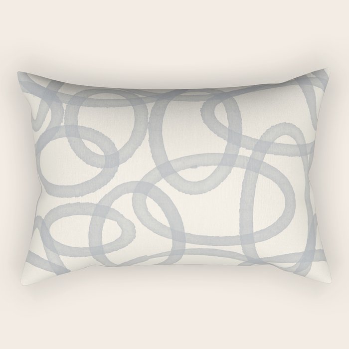 Watercolor Circles - Blue Cream Rectangular Pillow Gallery Image 2