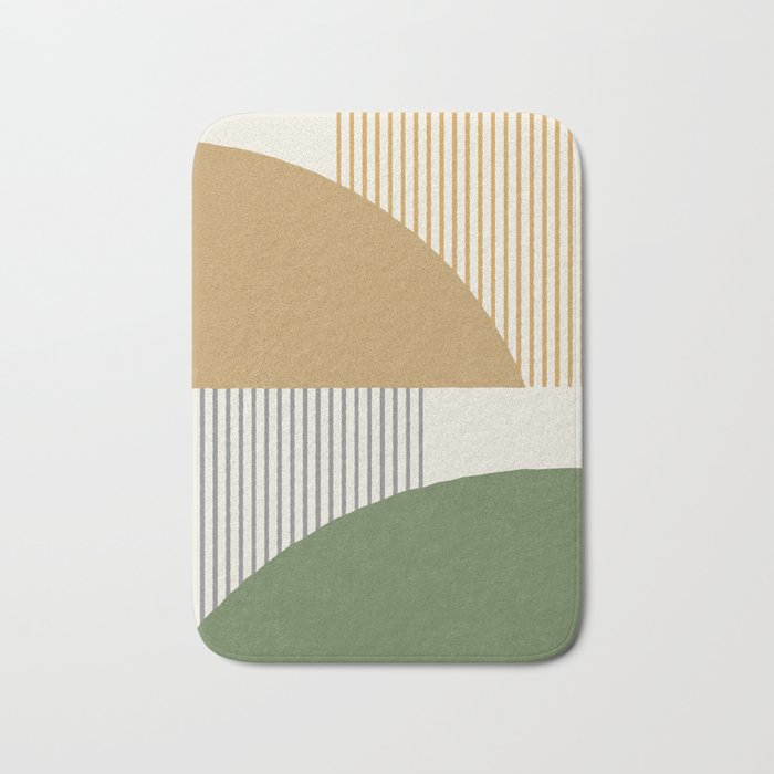 Quarter Circle Lines - Gold Green Bath Mat Gallery Image 1
