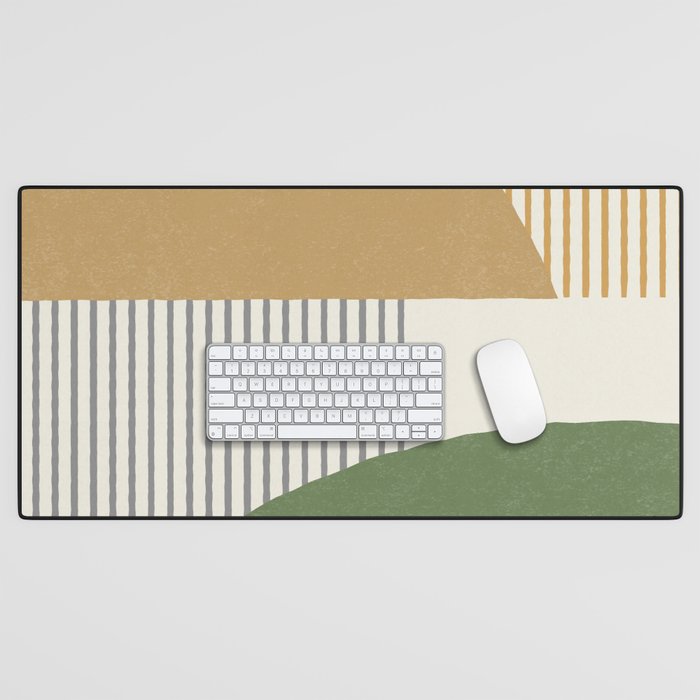 Quarter Circle Lines - Gold Green Desk Mat Gallery Image 1