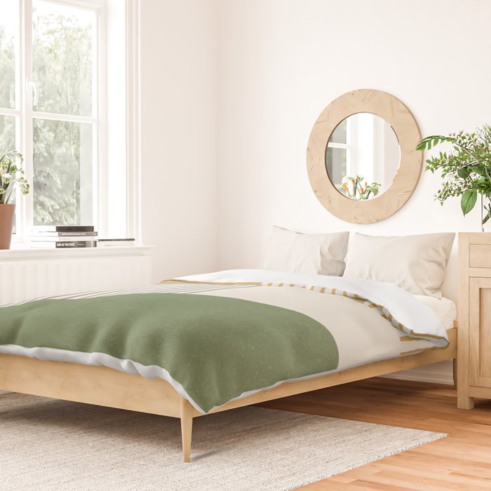 Quarter Circle Lines - Gold Green Duvet Cover Gallery Image 2