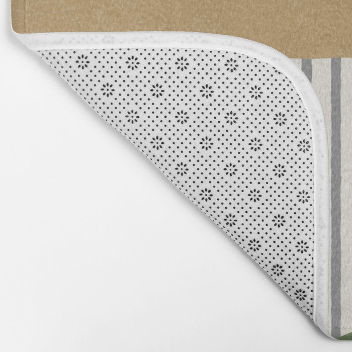 Quarter Circle Lines - Gold Green Bath Mat Gallery Image 2