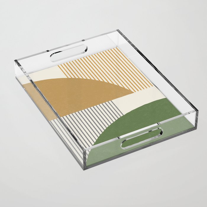 Quarter Circle Lines - Gold Green Acrylic Tray Gallery Image 1
