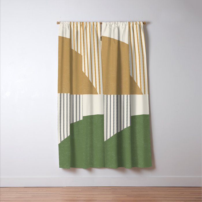 Quarter Circle Lines - Gold Green Window Curtain Gallery Image 3