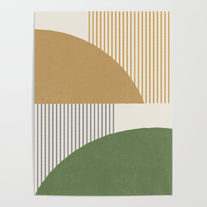 Quarter Circle Lines - Gold Green Poster Gallery Image 4