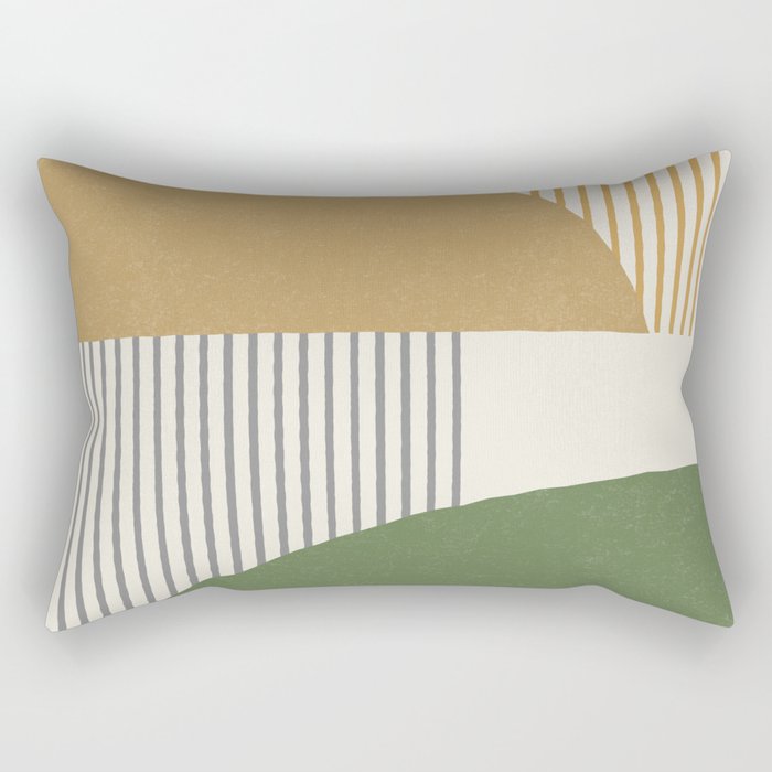Quarter Circle Lines - Gold Green Rectangular Pillow Gallery Image 2