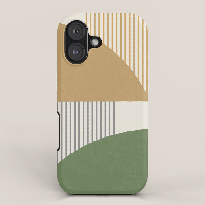 Quarter Circle Lines - Gold Green iPhone Case Gallery Image 1