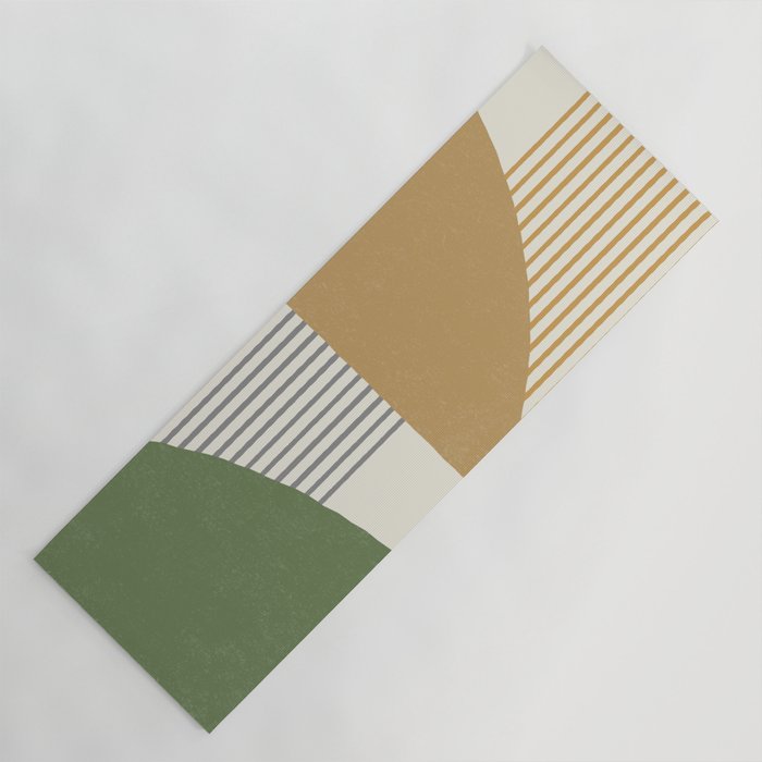 Quarter Circle Lines - Gold Green Yoga Mat Gallery Image 1