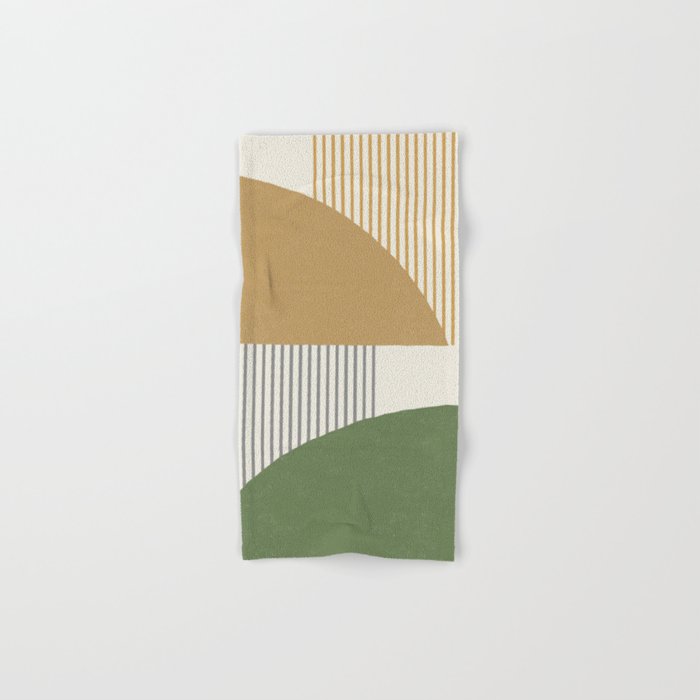 Quarter Circle Lines - Gold Green Bath Towel Gallery Image 1