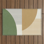 Quarter Circle Lines - Gold Green Outdoor Rug Gallery Image 1