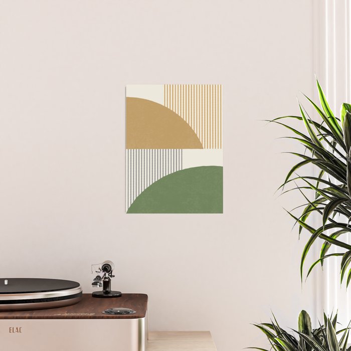 Quarter Circle Lines - Gold Green Poster Gallery Image 2