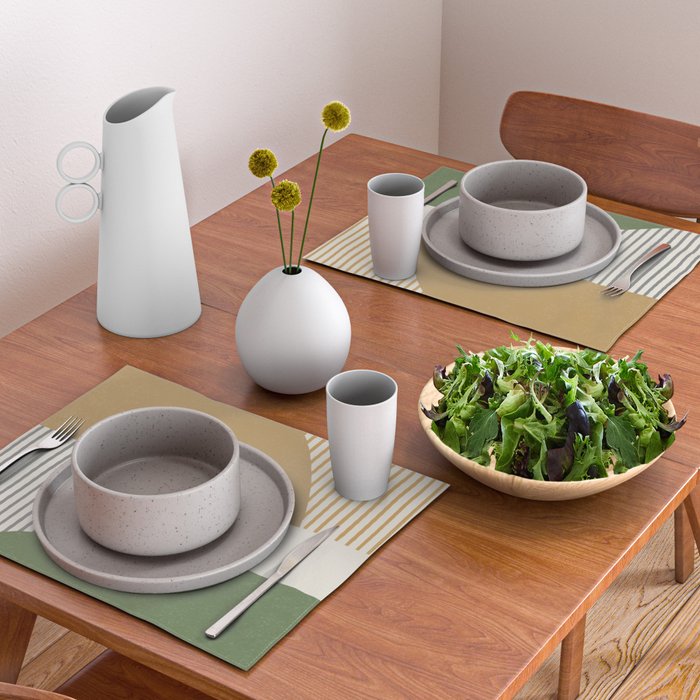 Quarter Circle Lines - Gold Green Placemat Gallery Image 2
