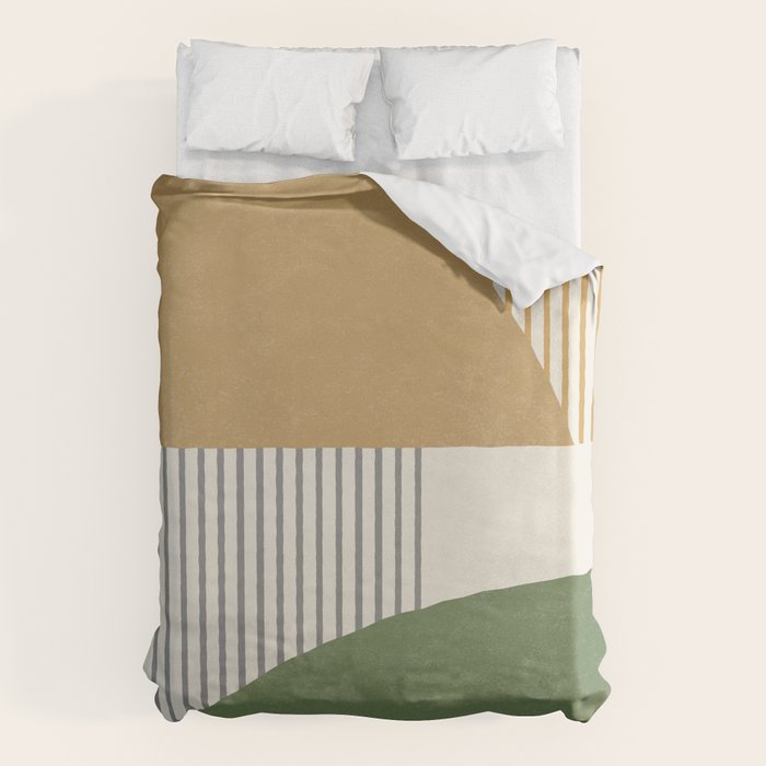 Quarter Circle Lines - Gold Green Duvet Cover Gallery Image 6