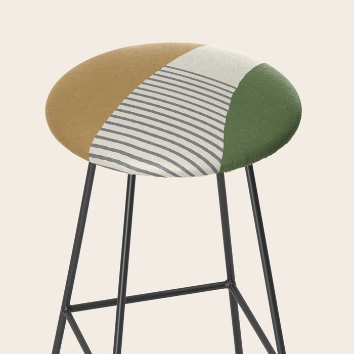 Quarter Circle Lines - Gold Green Stool Gallery Image 2