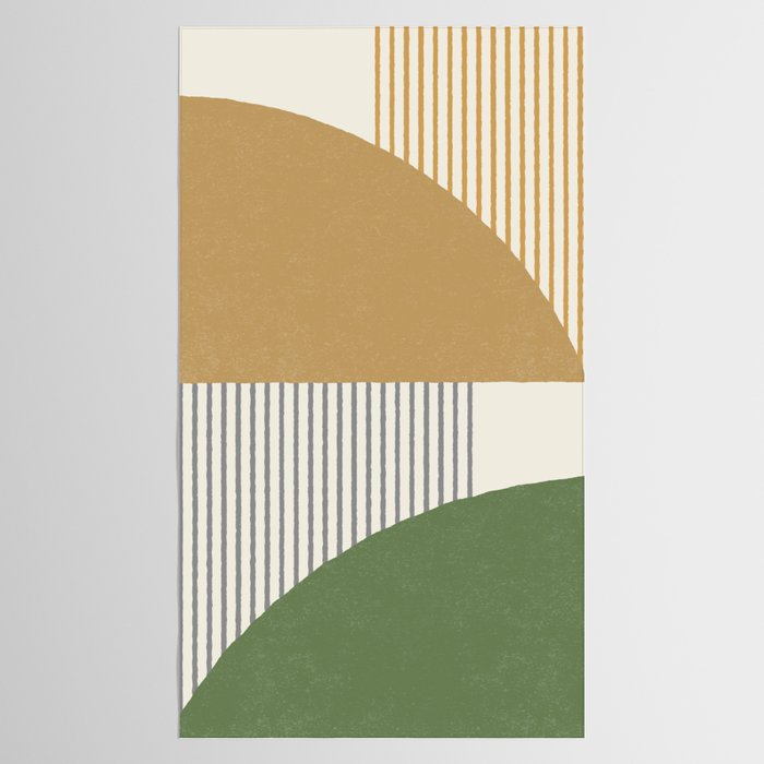 Quarter Circle Lines - Gold Green Tablecloth Gallery Image 2